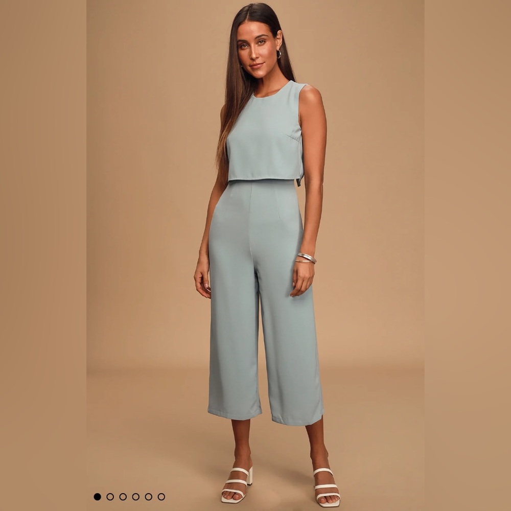 Lulus Light Blue Backless Jumpsuit